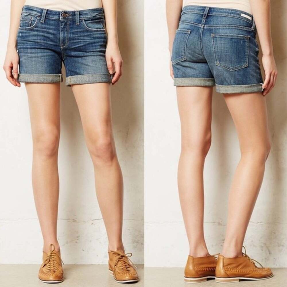 ANTHROPOLOGIE PILCRO Hyphen Relaxed Denim Jean Medium Blue Wash Shorts 27
